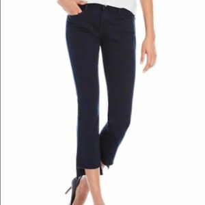 DKNY Women's Navy Blue Raw Hem Stair Step Straight Leg Denim Jeans Size 28